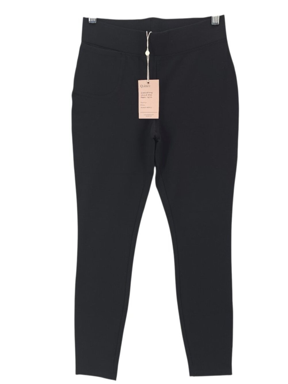 NWT QUINCE Ultra Stretch Ponte Skinny Leg Pants BLACK Pull On Ankle Length SMALL